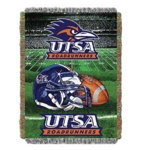 NEW UTSA Texas at San Antonio Football Roadrunners Woven Tapestry‎ Throw 48x60